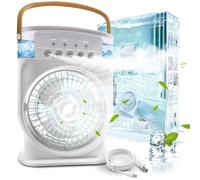 Ventilador Refrigerado por Agua, Mini Ventilador Portátil Acondicionado 4 en 1, Air Conditioner Mini Ventilador Portátil, Climatizador Agua Type-C con Humidificador y Temporizador (Blanco)
