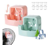 Ventilador refrigerante con accesorio de hielo, ventilador colgante sin necesidad de taladrar con 4 vasos de hielo reutilizables, diseño para aliviar el calor del verano, para el suelo (Mezcla)