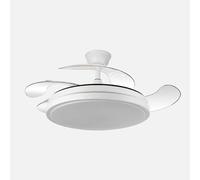 Ventilador retráctil DC Escorpion 59w Blanco 4 aspas desplegables 107d Regulación de intensidad 6980lm 3000-4000-6000k Remoto+ Temporizador+ Memoria