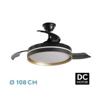 Ventilador Retractil Dc Mandarin Negro/oro 72w 3aspas