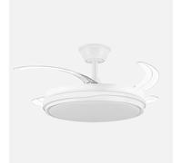 Ventilador retráctil DC Tempano Blanco 59w 4 aspas 106d 6980lm 6 velocidades 3000k,4200k,6500k, Regulación de intensidad+Remoto+temporizador+memoria