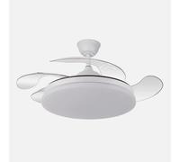 Ventilador retráctil DC Tridente 59w Blanco 4 aspas 107d 6980lm Regulación de intensidad Remoto+temporizador+memoria 3000-4000-6000k