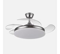Ventilador retráctil DC Tridente 59w Níquel 4 aspas 107d 6980lm Regulación de intensidad Remoto+temporizador+memoria 3000-4000-6000k