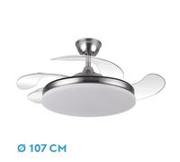 Ventilador Retractil Dc Tridente 59w Niquel Abrila 107 cm