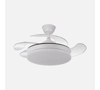 Ventilador retráctil DC Tridente Mini 59w Blanco 4 aspas 91d 6980lm Regulación de intensidad Remoto+temporizador+memoria 3000-4000-6000k