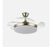 Ventilador retráctil DC Tridente Mini 59w Cuero 4 aspas 91d 6980lm Regulación de intensidad Remoto+temporizador+memoria 3000-4000-6000k