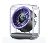 Ventilador silencioso de 100 velocidades con flujo de aire turbo y pantalla digital, mini ventilador recargable giratorio de 90° para oficina, dormitorio, viajes, ventilador de mesa portátil con