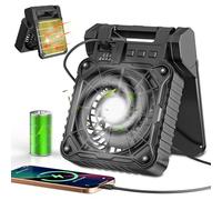 Ventilador Solar de Camping 10400 mAh con Linterna LED, Batería Recargable, 4 Niveles de Velocidad,Temporizador de 2 a 8 Horas,Silencioso,Ventilador de Mesa USB para Tienda de Campaña,Exterior