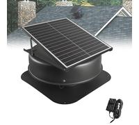 Ventilador solar de techo, ventilador de ático con control remoto con cubierta de aluminio impermeable, motor sin escobillas CC para el hogar, garaje, caravana, sistema de circulación de aire de bajo