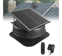Ventilador solar de techo, ventilador de ático con control remoto con cubierta de aluminio impermeable, motor sin escobillas CC para el hogar, garaje, caravana, solución de ventilación de bajo consumo