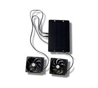 Ventilador solar para ventilación de jaula de mascotas, panel de 10 W con ventiladores duales de CC, sistema de refrigeración silencioso para invernadero, cobertizo, uso al aire libre, color negro