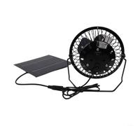 Ventilador solar portátil con linterna LED de 5 W, panel para refrigeración a pilas, para camping, tienda de campaña, picnic, barbacoa, jardín, casa de perro, 145 x 145 mm