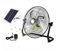 Ventilador solar portátil de 14 pulgadas, funciona con pilas con energía solar de 15 W, recargable de 20000 mAh para actividades al aire libre, camping, barbacoa, pesca, viajes