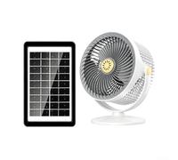 Ventilador solar portátil recargable linterna de camping con gancho de 5 velocidades silenciosa al aire libre tienda de campaña luz blanca (blanco)