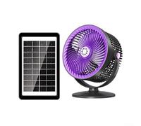 Ventilador solar portátil recargable linterna de camping con gancho de 5 velocidades silenciosa al aire libre tienda de campaña luz blanca (gris)