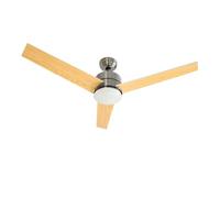 Ventilador techo 52" 132cm con luz led , 3v aspa madera .3 velocidades.80w,temp 8h ,reversible -motor cobre.mando