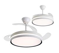 Ventilador techo, aspas retráctiles, luz regulable: BRISANOVA RETRÁCTIL. 6 Velocidades 3 tonos luz.Temporizador. Silencioso. 30W. Modo Verano/Invierno. Ø 48.5cm aspas cerradas. Ø 106cm aspas abiertas