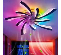 Ventilador Techo Con Luz Y Mando A Distancia, Lampara Ventilador Techo Función De Memoria LED Regulable, Ceiling Fan with Light Silencioso Reversible 6 Velocidades Para Dormitorio, Cocina-Black