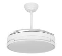 ABRILA - Ventilador DC PAPIRO | Color Blanco con tres Aspas Desplegables | 6 Velocidades Ajustables | 3 Temperaturas de Luz | con Temporizador y Mando a Distancia Incluido