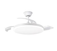 Ventilador techo INFANTIL blanco con Luz Lámpara,LED 58W CCT regulable en intensidad,Motor DC, Ventilador Invisible Ultra Silencioso con Mando a Distancia y Palas Retráctiles Φ52*H40cm Decoración