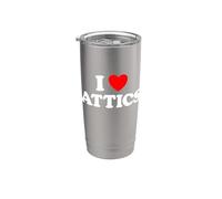 Ventilador tipo loft antiguo con texto en forma de «Me encanta Attic» en la planta superior Vaso térmico de acero inoxidable de doble pared