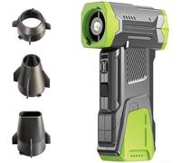 Ventilador turbo de 130000 RPM con luz LED, aspiradora de alta mano para acampar al aire libre, motor sin escobillas ajustable de 4 niveles, USB-C (verde)