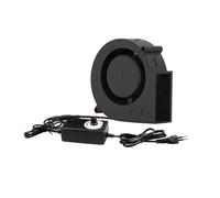 Ventilador turbo de 75 mm, conector hembra de 12 V CC, 75 x 75 x 30 mm, ventilador centrífugo con adaptador de corriente CA de 100 V/220 V y velocidad ajustable.(3 IN 1 Version,E/*U Plug)