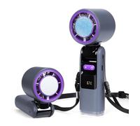 Ventilador turbo de mano con enfriador de hielo, potentes ventiladores portátiles de hasta 10 horas, mini ventiladores de refrigeración de 270°, plegable, personal, recargable, pantalla LED de 1 a 100