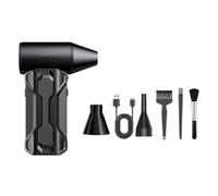 Ventilador turbo industrial con kit de aspiradora, soplador de alta velocidad de 160000 RPM para limpieza electrónica y coche, 3 niveles de velocidad, batería de 5000 mAh, color negro