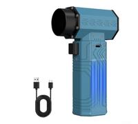 Ventilador turbo violento de mano con eliminación de polvo, motor sin escobillas, ajuste de velocidad continuo, carga tipo C, batería de 10000 mAh, ideal para electrónica y uso doméstico (azul)