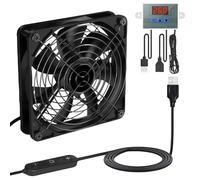 Ventilador USB de 120 mm con regulador de temperatura digital: WIYETY 5 V PC Ventilador de refrigeración 10 velocidades ajustables para PS5 Laptop TV Box Home Cinema AV Armario Router