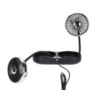 Ventilador USB de Doble Cabezal para Automóvil - Enfriamiento Potente con 3 Configuraciones de Velocidad, Rotación de 360° para Sedanes, SUV, Camionetas - Flujo de Aire Flexible para la