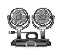 Ventilador USB para coche, enfriador silencioso de 3 velocidades, potente circulador de aire portátil con rotación de 360 grados y base estable para vencer el calor, viajes largos por carretera y