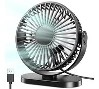 Ventilador USB, Ventilador de Mesa Potente 3 Velocidades 360° Ajustable, Ventilador Silencioso y Apenas Vibra, Mini Ventilador con Gancho y Goma Antideslizante Adecuado Para Dormitorio/Oficina/Cocina
