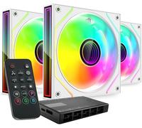 MARS GAMING MF-3DPROKIT, Kit 3x Ventiladores PWM 120mm, Iluminación ARGB Infinity Mirror 3D, Sistema Control PWM, Rodamientos FDB, Mando a Distancia y HUB, Compatibilidad Total ARGB, Blanco