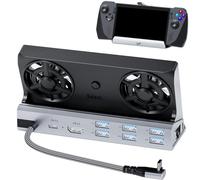 Ventiladores de refrigeración duales 12 en 1 estación de Acoplamiento de Cubierta de Vapor con HDMI 2.0, 6 Puertos USB, 1000 Mbps, USB-C 100 W PD, Adaptador de 40 Gbps para Steam Deck/Rog