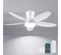Ventiladores de techo con iluminación Ventilador de techo con iluminación led y control remoto/aplicación,Ventiladores de techo Led Regulables para Dormitorios,interior/exterior (Blanco, 92CM)