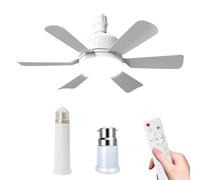 Ventiladores de techo con luces y mando a distancia, 24 W Bombilla Ventilador de techo, 3 velocidades, Lámpara E27 Ventilador de techo silencioso para sala de estar, dormitorio, dormitorio (6