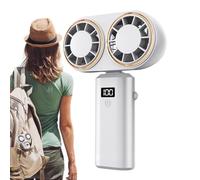 Ventiladores gemelos portátiles - Dispositivo de flujo de aire recargable de 36 dB, modo de viento multi-velocidad 5W | Interfaz LED inteligente, caminantes de playa de viaje de bolsillo, fanáticos