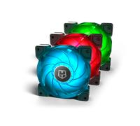 Nox Hummer H-Sync - NXHUMMERHSYNC - Pack de Ventilación LED RGB, 9 aspas traslúcidas, funcion PMW, diseño silencioso optimizado, esquinas soporte de goma, color verde, azul y rojo