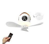 Ventilateur De Plafond Pour Tente- Abs 8X28X8.3Cm | Rechargeable 7200Mah Avec Éclairage Et Télécommande 4 Vitesses, Ventilateur De Plafond À Batterie Portable Pour Tonnelle Terrasse Garage Chambre Cam