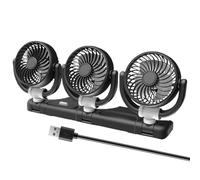 Ventilateur Voiture 3 Têtes - Double Vitesse Vent Puissant | 17,44 Pouces Accessoire Camion Caravane 12V | Rafraîchisseur D'Air Orientable USB, Conception Triple Tête, Confort Frais En Route