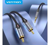 Vention - Cable de audio BCNBG 2x RCA macho a Jack 3.5 macho, 1.5 m, Gris, Cancelación de ruido