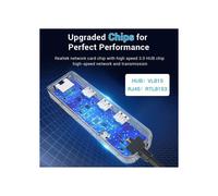 Vention 4-en-1 USB 3.0 a 3x USB 3.0 / Adaptador Gigabit Ethernet 0.15M Negro