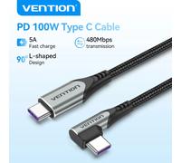 Cable USB 2.0 Vention TAKHF Tipo-C a Tipo-C 90º 100W 480Mbps 1m Gris