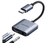VENTION Adaptador de Audio USB-C a 3.5mm con Carga Rápida PD 60W, [Plug and Play] Adaptador Dongle Cable Aux a USB-C Jack de Auriculares 32bit/384kHz para iPhone 17 16 15 Pro MAX