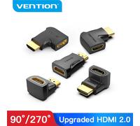 Adaptador HDMI 4K 90° Vention AIOB0 Macho a Hembra Conectores Chapados en Oro Negro
