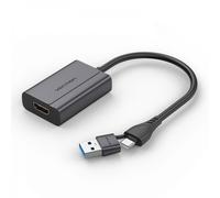 Adaptador Vention ACYHB USB-C Macho + USB-A Macho a HDMI Hembra 1080P Gris 0.15m