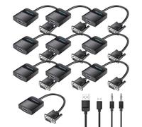 VENTION Adaptador VGA a HDMI, 10 unidades, 1080P, convertidor VGA con cable de audio (0.5 pies), macho a hembra para PC, monitor HDTV (Nota: solo VGA a HDMI, no bidireccional)