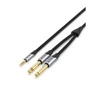 VENTION Cable Audio 3.5 mm 1/8 "TRS a 2 x 6.35 mm 1/4" TS, Estéreo Jack Cable para Mezclador, Grabadora de Audio, Guitarra, Amplificador -0.5M